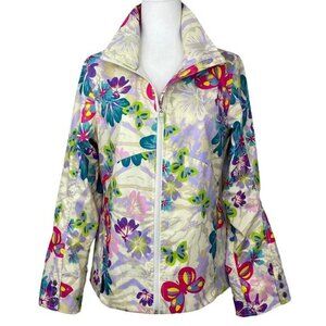 Obermeyer Women’s White Waterproof Butterfly Floral Full Zip Rain Coat Small/C38